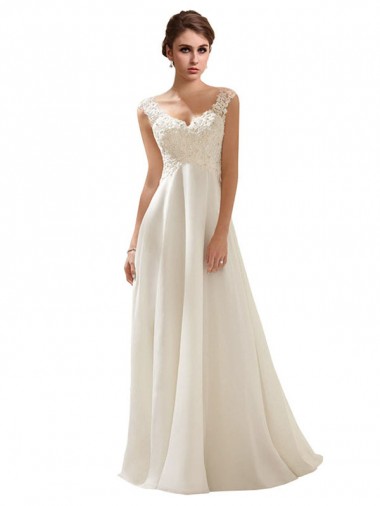V-Neck Lace Wedding Dress On Chiffon Glasgow