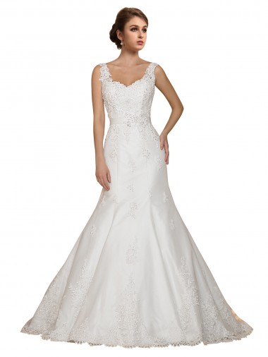 Sweethart V-Neckline Lace Wedding Dress with Shoulder Straps Glasgow