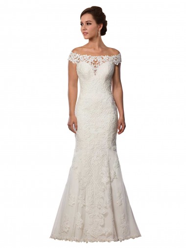 Modern Off the Shoulder Mermaid Lace Wedding Dress Glasgow