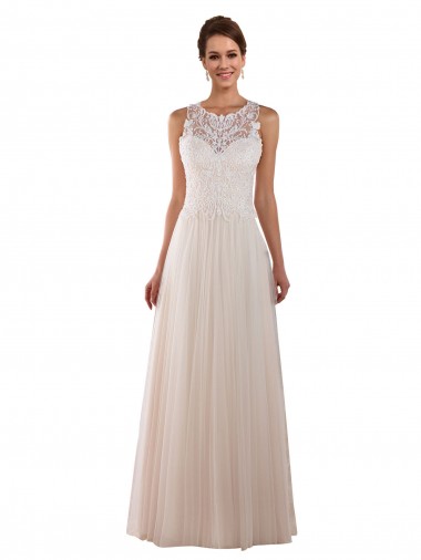High Neck A-Line Tulle Wedding Dress with Lace Back Glasgow
