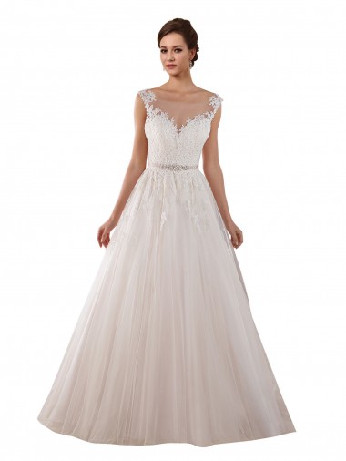 Illusion Sweetheart Neck Ball Gown Tulle Wedding Dress with Lace Bodice Glasgow