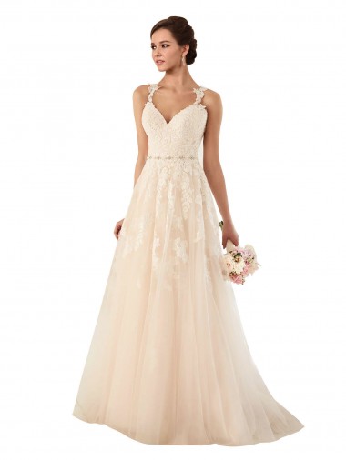 Sweetheart A-Line Tulle Wedding Dress with Lace Illusion Back Glasgow