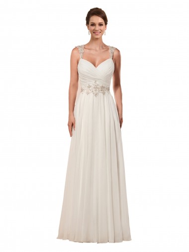 Sweetheart A-Line Chiffon Wedding Dress with Beaded Shoulder Straps Glasgow