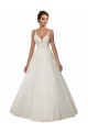 Modern Spaghetti Straps Ball Gown Tulle Wedding Dress with Lace Bodice
