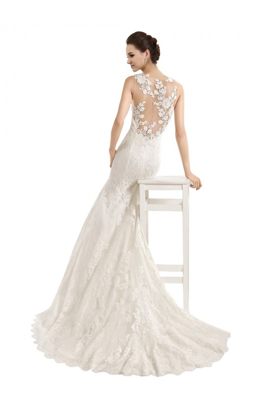 Illusion Neck Mermaid All Over Lace Wedding Dress