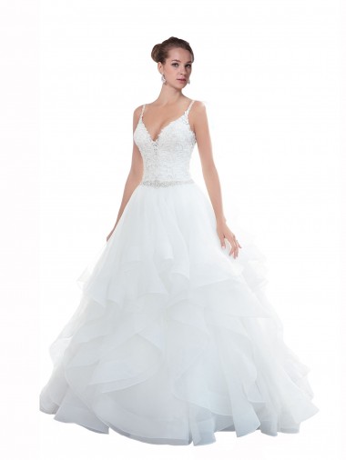 Spaghetti Straps Ball Gown Beach Wedding Dress with Lace Bodice Glasgow