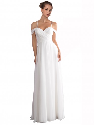 Off the Shoulder A-Line Ruched Chiffon Beach Wedding Dress Glasgow