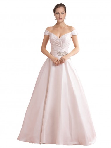 Off the Shoulder Sweetheart Ball Gown Satin Wedding Dress Glasgow