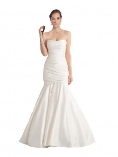 Strapless Mermaid Ruched Satin Beach Wedding Dress with Low Back Glasgow