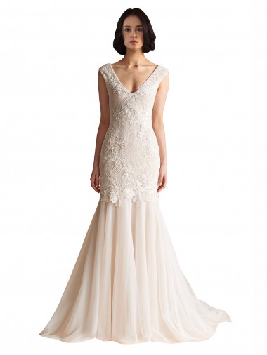 V-Neck Mermaid Tulle Wedding Dress Glasgow