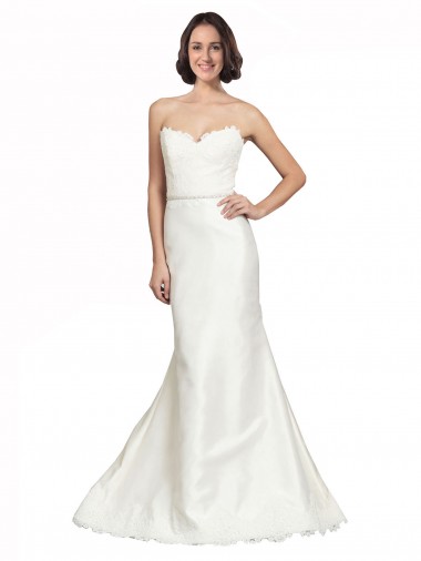 Trumpet Satin Wedding Dress with Sweetheart Lace Bodice Glasgow