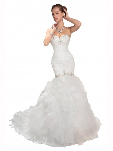 Sweetheart Mermaid Cascading Organza Wedding Dress Glasgow