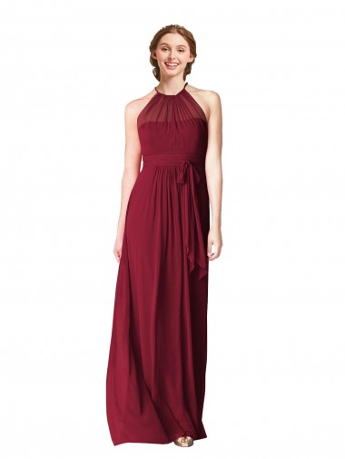 Halter Neck Chiffon Bridesmaid Dress with Shirred Bodice Glasgow