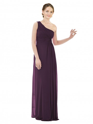 Draped One Shoulder Full Length Chiffon Bridesmaid Dress Glasgow