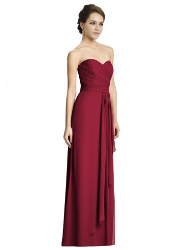 Long Strapless Chiffon Bridesmaid Dress with Side Slit Glasgow