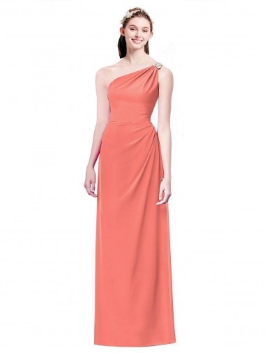 Draped Full Length One Shoulder Chiffon Bridesmaid Dress Glasgow