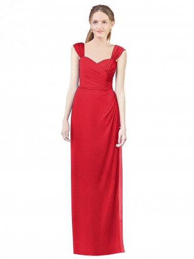 Long Chiffon Bridesmaid Gown with Neckline Straps Glasgow