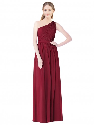 One Shoulder Full Length Long Chiffon Bridesmaid Dress. Glasgow