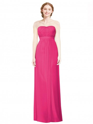 Full Length Strapless Long Chiffon Dress with Waistband Glasgow