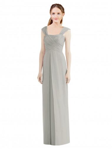 Full Length Lux Chiffon Dress with Draped Bodice And Shirred Straps Glasgow