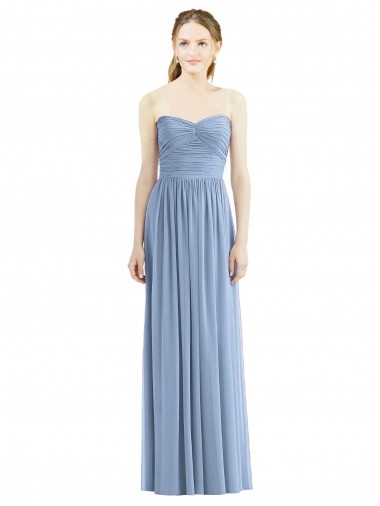 Strapless Long Chiffon Dress with Sweetheart Neckline And Draped Bodice Glasgow