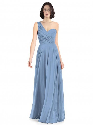 One Shoulder Long Chiffon Bridesmaid Dress with Sweetheart Bodice Glasgow