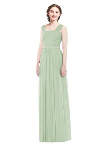 Sleeveless Chiffon Long Bridesmaid Dress with Shoulder Straps Glasgow
