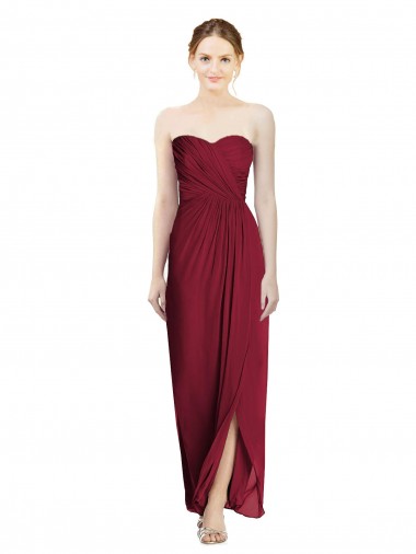 Strapless Sweetheart Long Chiffon Bridesmaid Dress Glasgow