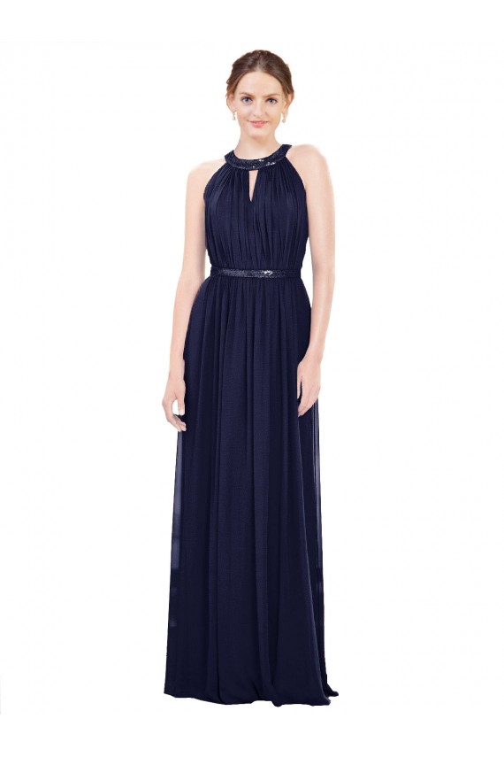 Vintage Full-Length Sleeveless Chiffon Bridesmaid Dress 