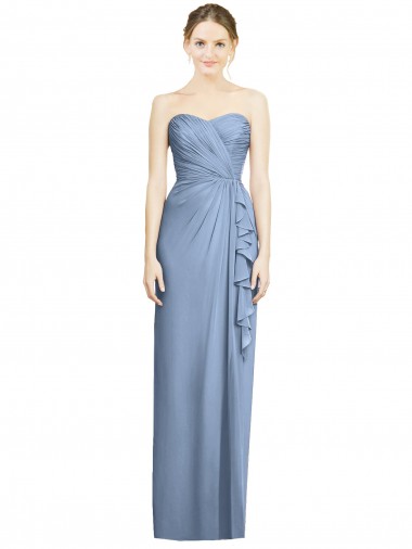 Strapless Full-Length Chiffon Bridesmaid Dress with Front Slit Glasgow