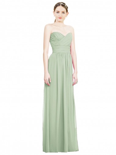Crisscross Draped Full Length Strapless Chiffon Bridesmaid Dress Glasgow