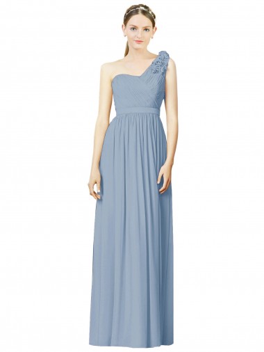 Flower Shoulder Draped One Shoulder Chiffon Bridesmaid Dress Glasgow
