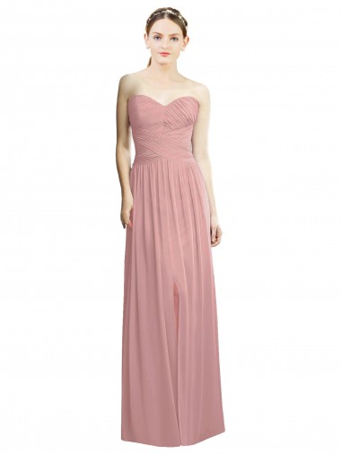 Crossover Draped Sweetheart Chiffon Formal Bridesmaid Dress with Front Slit Glasgow