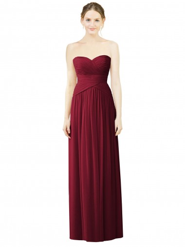 Draped Full Length Strapless Chiffon Bridesmaid Dress Glasgow