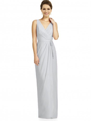 Draped V-Neck Cocktail Length Chiffon Bridesmaid Dress Glasgow