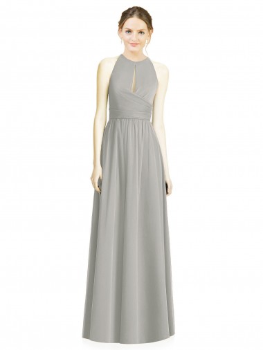 Draped Keyhole Long Chiffon Bridesmaid Dress Glasgow