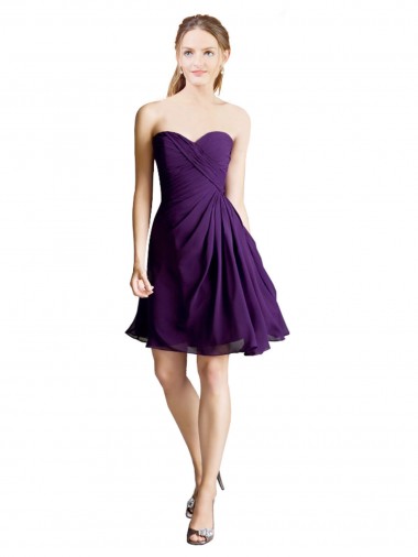 Draped Chiffon Long Sweetheart Cocktail Bridesmaid Dress Glasgow