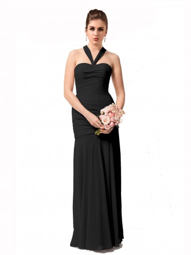 Long Halter Chiffon Bridesmaid Dress with Dropped Waist Glasgow