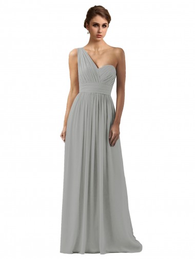 Ruffled One Shoulder Floor Length Long Chiffon Bridesmaid Dress Glasgow