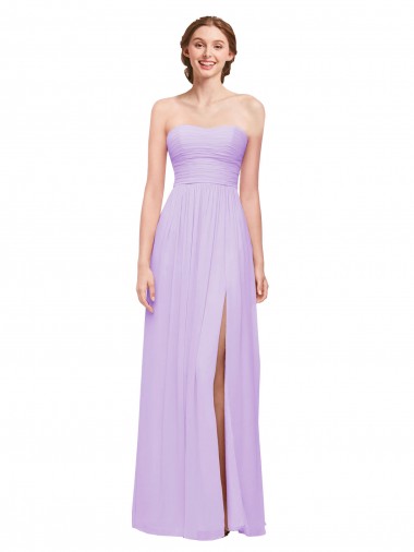 Strapless Mermaid Chiffon Bridesmaid Dress WITH High Side Slit and Ruffles Glasgow