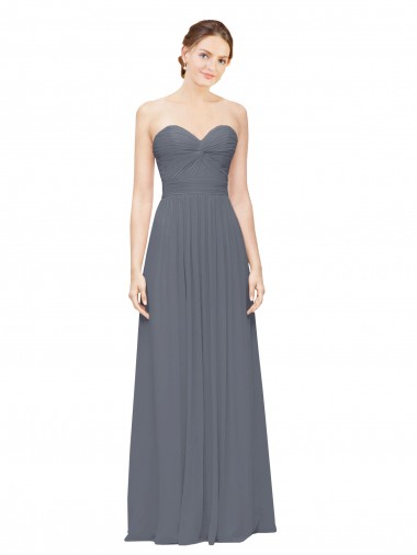 Twisted Waist Pleats Sweetheart Long Chiffon Bridesmaid Dress Glasgow