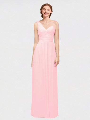 One Shoulder Twisted Waist Sweetheart Chiffon Bridesmaid Dress Glasgow