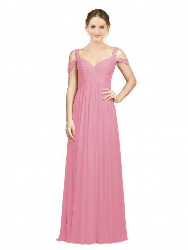 Sweetheart Long Chiffon Bridesmaid Dress with Off the Shoulder Straps Glasgow