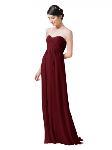 Hand-Ruched Sweetheart Long Chiffon Bridesmaid Dress Glasgow