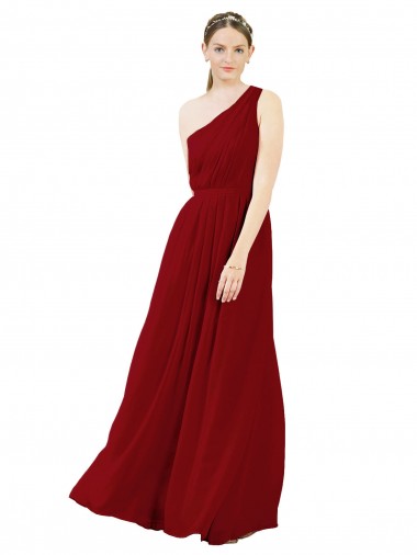 Draped One Shoulder Long Floor Length Chiffon Bridesmaid Dress Glasgow