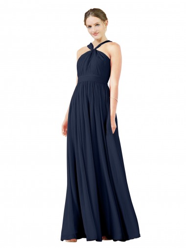 High V-Neck Floor Length Chiffon Bridesmaid Dress Glasgow