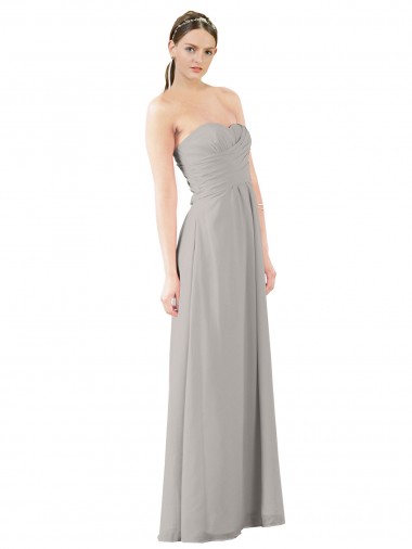 Twisted Strapless Sweetheart Neckline Long Chiffon Bridesmaid Dress Glasgow