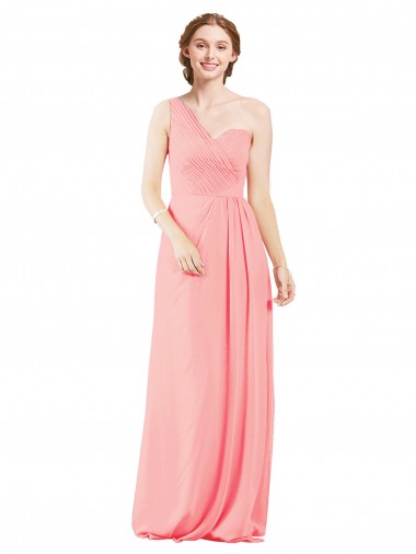 One Shoulder Sweetheart Neckline Long Chiffon Bridesmaid Dress Glasgow