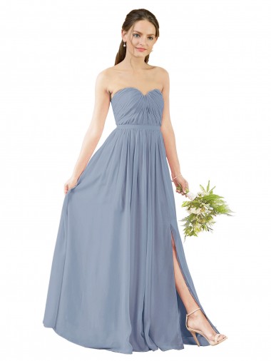 Deep Sweetheart Neckline Open Back Long Chiffon Bridesmaid Dress Glasgow