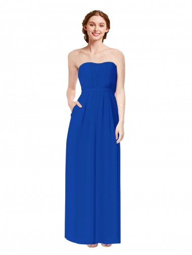 Strapless Sweetheart Keyhole Back Long Chiffon Bridesmaid Dress Glasgow